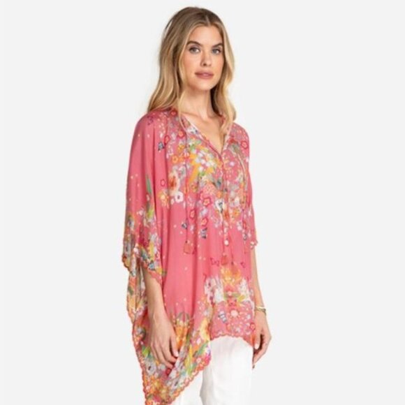 Johnny Was 100% Silk Nephi Loose Fit Poncho Top - Picture 4 of 10